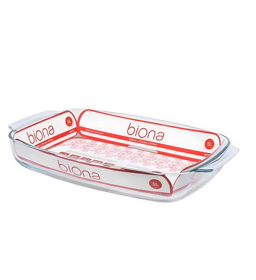 Assadeira Funda de Vidro Retangular Com Alça 5 L - Biona